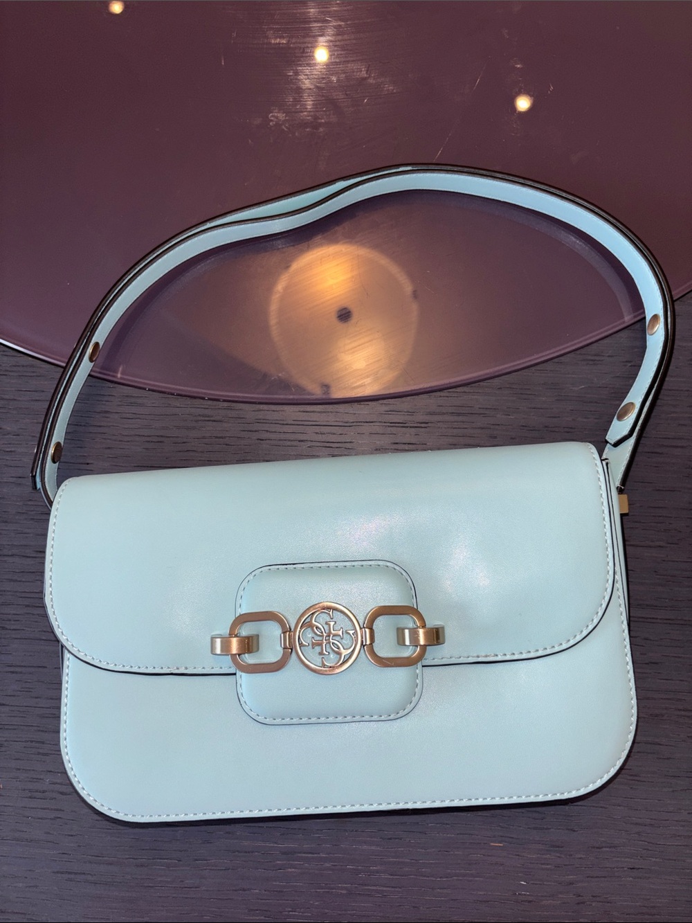 Guess Light Blue Women's Shoulder/Crossbody Bag Purse with Silver Hardware
